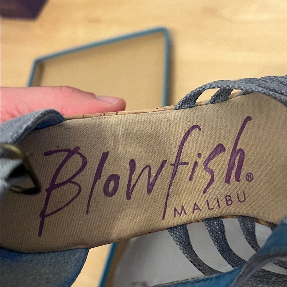 Blowfish Denim Blue Cork Wedges